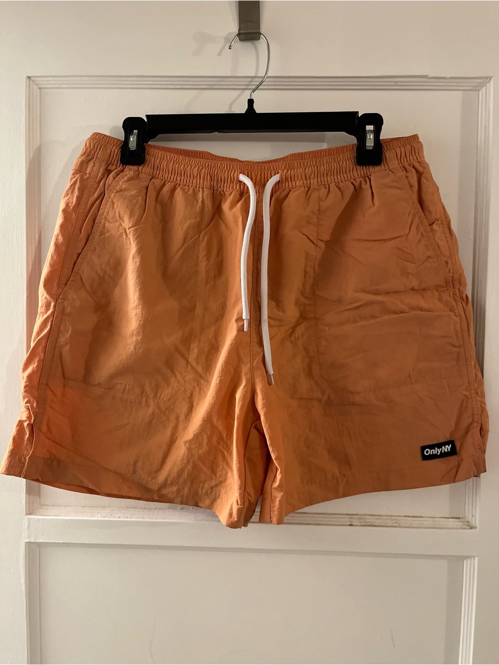 OnlyNY Peach-Orange Elastic Waist Shorts with White Mesh Lining